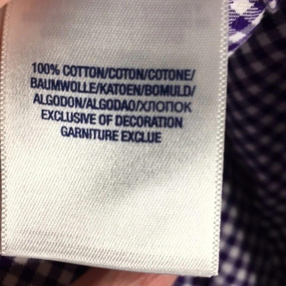 RALPH LAUREN purple & white gingham pintuck dress